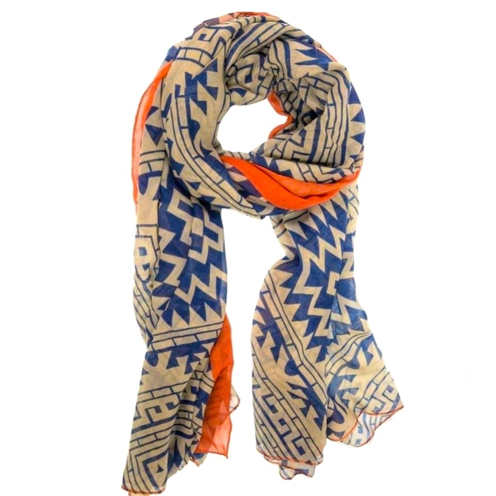 Coral denim Aztec scarf
